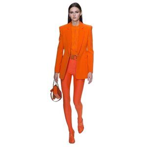 NWT Versace Tribute Collection 2017 Solid Orange Printed Leggings Spandex sz 38